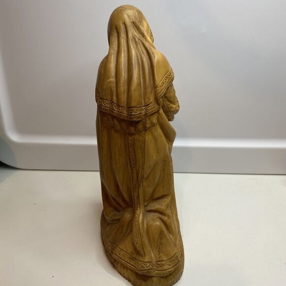 VTG Nativity Figure Mary Wood Kneeling Hand Carved 9 inches Tall Figurine - Picture 9 of 16